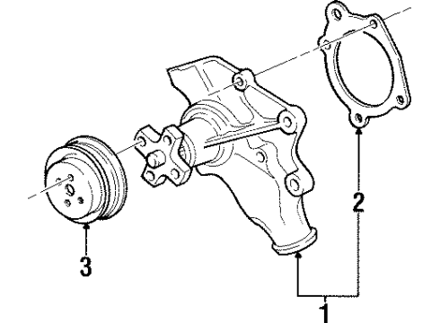 1993 GMC K1500 Suburban Water Pump Pulley-Water Pump Diagram for 53002907AB
