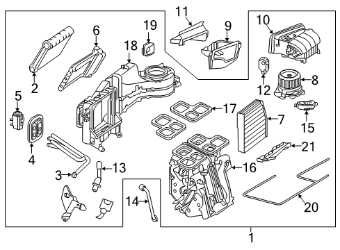 2017 Infiniti QX30 A/C Evaporator & Heater Components Case-Blower Diagram for 272355DF0B