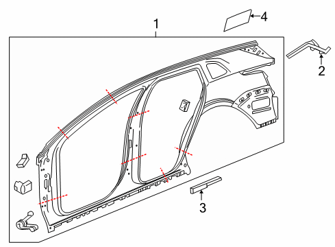 2018 Cadillac XT5 Uniside BAFFLE ASM-QTR UPR PNL Diagram for 85541411