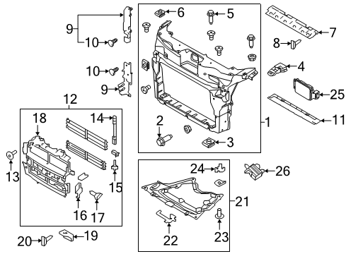 2018 Ford Explorer Radiator Support Radiator Shutter Assembly Diagram for JB5Z8475A