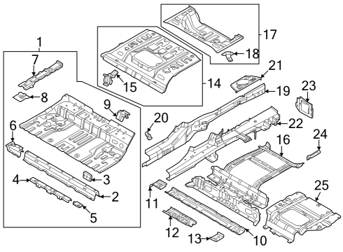 Rear Floor & Rails MBR ASSY-RR FLR CTR SUPT LWR, L Diagram for 655J1GI000