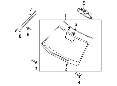 2009 Kia Borrego Windshield Glass, Reveal Moldings MOULDING Assembly-Windshield Diagram for 861322J010