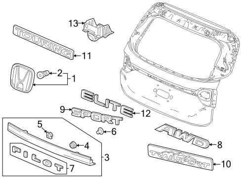 Exterior Trim - Lift Gate Emblem (H) Diagram for 75701T2AA02
