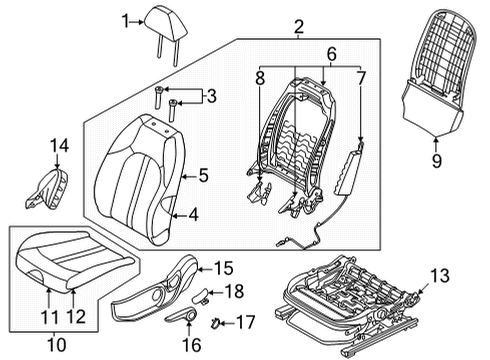 2022 Hyundai Sonata Driver Seat Components FRAME ASSY-FR SEAT BACK LH Diagram for 88310L1000