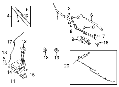 2009 Hyundai Elantra Wiper & Washer Components Windshield Wiper Arm Assembly(Passenger) Diagram for 983202H000
