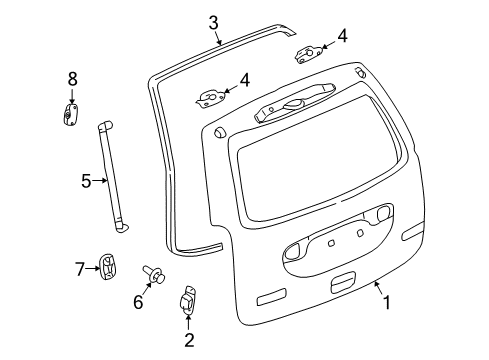 2007 Saturn Vue Lift Gate Hinge Asm-Lift Gate Diagram for 22624116