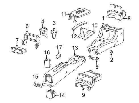 1997 Honda Civic Center Console Ashtray Assembly, Rear (Excel Charcoal) Diagram for 88320SV1A00ZB