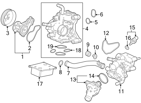 Water Pump Rubber, In. Manifold Mounting Diagram for 17213RNAA00