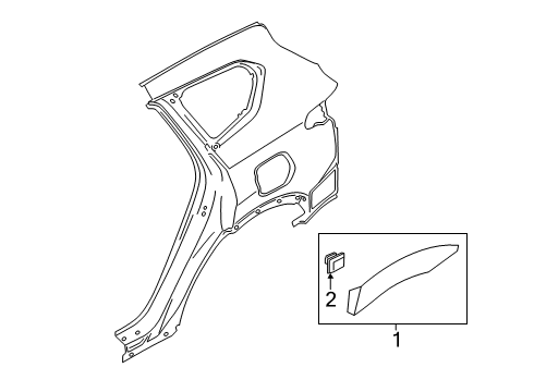 2019 Hyundai Santa Fe Exterior Trim - Quarter Panel GARNISH Assembly-Qtr Side, LH Diagram for 87741S2000