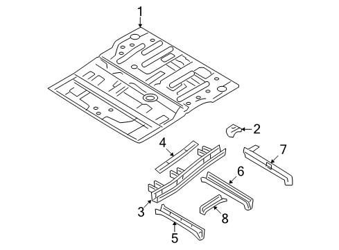 2007 Hyundai Entourage Pillars, Rocker & Floor - Floor & Rails CROSSMEMBER NO1 Diagram for 652314D010
