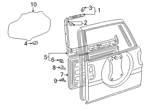1999 Toyota RAV4 Interior Trim - Back Door Side Cover Clip Diagram for 9046707121B2