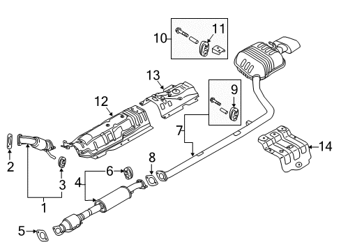 2018 Hyundai Sonata Exhaust Components Rear Muffler Assembly Diagram for 28710C1100