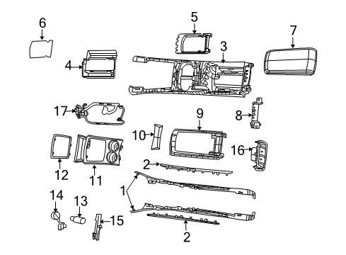 2008 Dodge Charger Console Cup Holder Diagram for 68042739AA