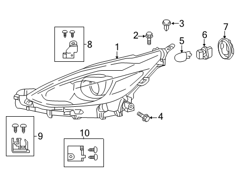 2019 Toyota Prius C Bulbs Composite Headlamp Diagram for 8110552M30