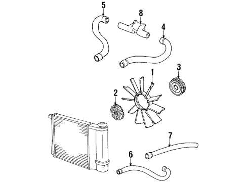 1993 BMW 318i Cooling Fan, Hoses & Pipes Pulley Diagram for 11511730554