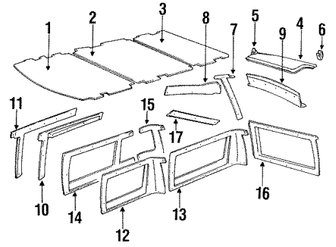 1992 Dodge B250 Interior Trim - Roof Panel-Rear Corner Diagram for 5GD44RC3AA