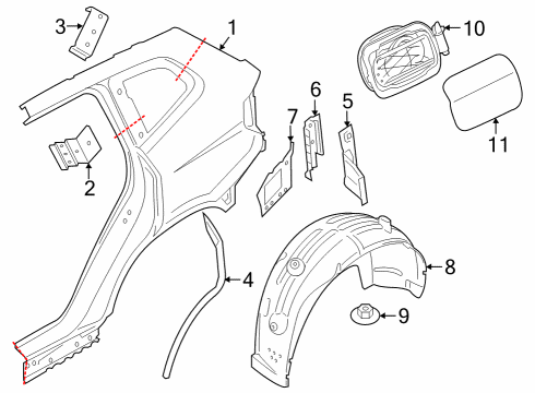 2019 BMW X7 Quarter Panel & Components COVER POT Diagram for 51177440023