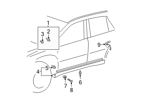2004 Lexus RX330 Exterior Trim - Pillars, Rocker & Floor Cover Sub-Assembly, Front Pillar Diagram for 601170E010