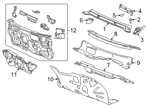 2018 Buick Cascada Cowl Deflector Asm-Plenum Water Center Diagram for 13318718