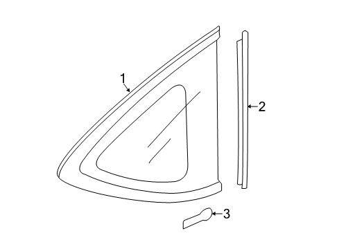 2012 Honda CR-V Quarter Panel - Glass & Hardware Seal R, Quarter Glass Diagram for 73810T0A003