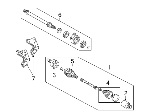 2007 Mercury Mariner Drive Axles - Front Inner Joint Assembly Diagram for YL8Z3B414AA