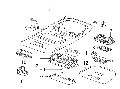 2013 Chevrolet Volt Overhead Console Reading Lamp Assembly Diagram for 20914818