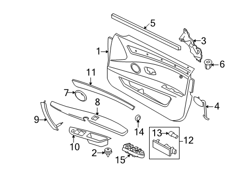2008 BMW 528i Front Door Armrest, Left Diagram for 51416983639