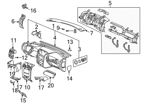 2008 GMC Envoy Instrument Panel Lock Cylinder Diagram for 15775615