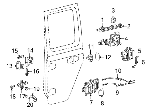 2022 Jeep Gladiator Front Door Cable-Inside Handle To Latch Diagram for 68301956AA