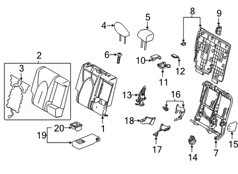 2021 Toyota Highlander Second Row Seats Cup Holder Diagram for 728060R040B0
