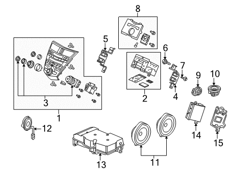 2012 Acura ZDX Sound System Unit Assembly, Tuner Diagram for 39012SZNA24
