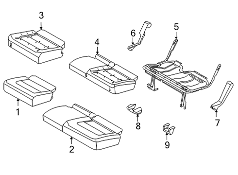 2021 Ford Bronco Rear Seat Components PAD - REAR SEAT CUSHION Diagram for M2DZ7863841A