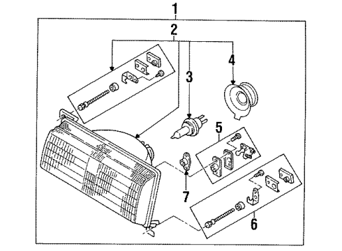 1988 Nissan Sentra Headlamps Screw-Adjusting Diagram for 2602261A00