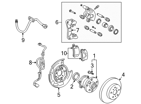 2001 Lexus ES300 Brake Components Caliper Diagram for 4773033160