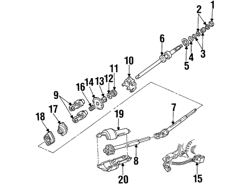2002 Ford Crown Victoria Shaft & Internal Components Upper Shaft Diagram for YW7Z3524AA