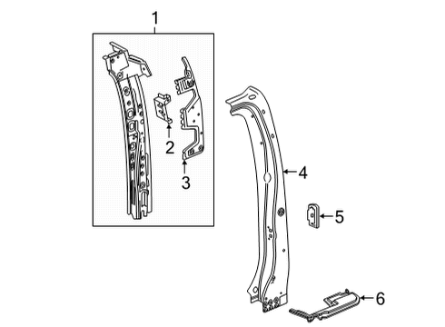 1984 Chrysler E Class Lock Pillar Extension Panel Diagram for 84471783