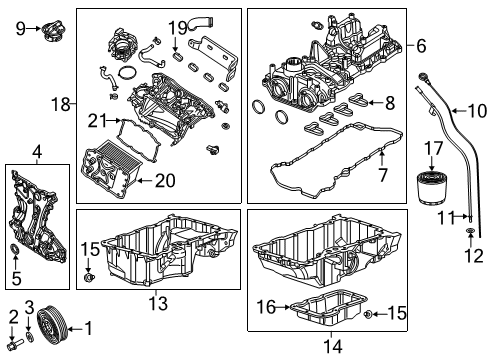 2022 Jeep Cherokee Engine Parts, Mounts, Cylinder Head & Valves, Camshaft & Timing, Variable Valve Timing, Oil Cooler, Oil Pan, Oil Pump, Balance Shafts, Crankshaft & Bearings, Pistons, Rings & Bearings Engine Oil Diagram for 68259076AD