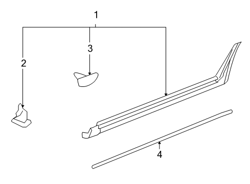 2009 Chevrolet Impala Exterior Trim - Pillars, Rocker & Floor Rocker Molding Diagram for 19256956