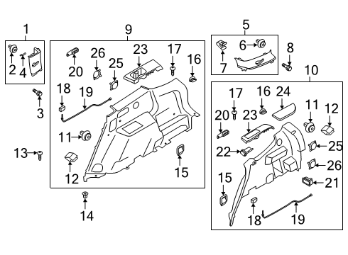 2022 Kia Telluride Interior Trim - Quarter Panels Net-Hook, Rear Diagram for 85795C5000WK