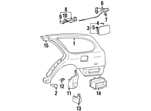 1997 Hyundai Elantra Quarter Panel & Components, Inner Structure Handle Assembly-Fuel Filler Trunk Lid Diagram for 8157022010