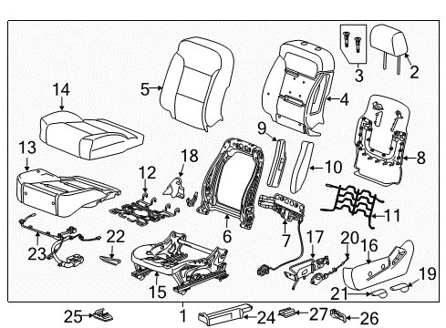 2019 GMC Sierra 1500 Driver Seat Components Outer Finish Panel Diagram for 84233192