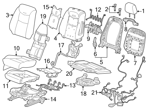 2020 Cadillac XT6 Driver Seat Components Headrest Diagram for 84565267