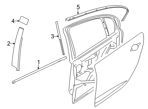 2015 Chevrolet SS Exterior Trim - Rear Door Molding, Rear Side Door Window Belt Reveal Diagram for 92277518