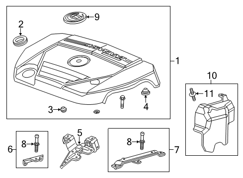 2014 Cadillac XTS Engine Appearance Cover Rear Insulator Clip Diagram for 11570641