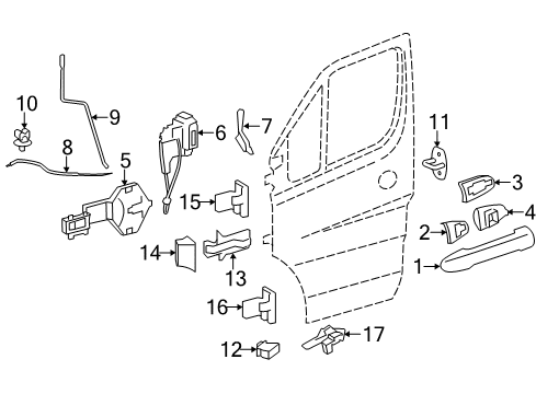 2007 Dodge Sprinter 3500 Front Door Handle-Front Door Diagram for 68010005AA