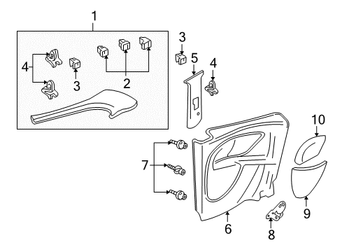 2007 Ford Focus Interior Trim - Quarter Panels Upper Quarter Trim Diagram for 5S4Z6124356BAA