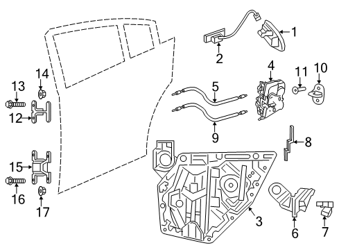 2020 Dodge Charger Rear Door - Lock & Hardware Handle-Exterior Door Diagram for 1MZ81ZR3AH