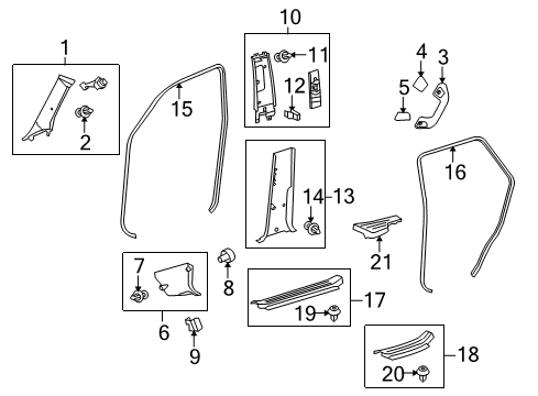 2016 Toyota 4Runner Interior Trim - Pillars, Rocker & Floor Board, COWL Side Trim Diagram for 6211160161C0