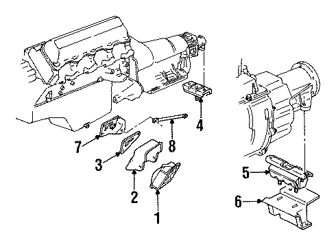 1989 GMC K2500 Engine & Trans Mounting Bracket-Trans Brace Diagram for 15529887