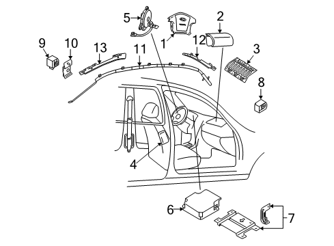 2009 Kia Amanti Air Bag Components Steering Wheel Air Bag Module Assembly Diagram for 569003F95027